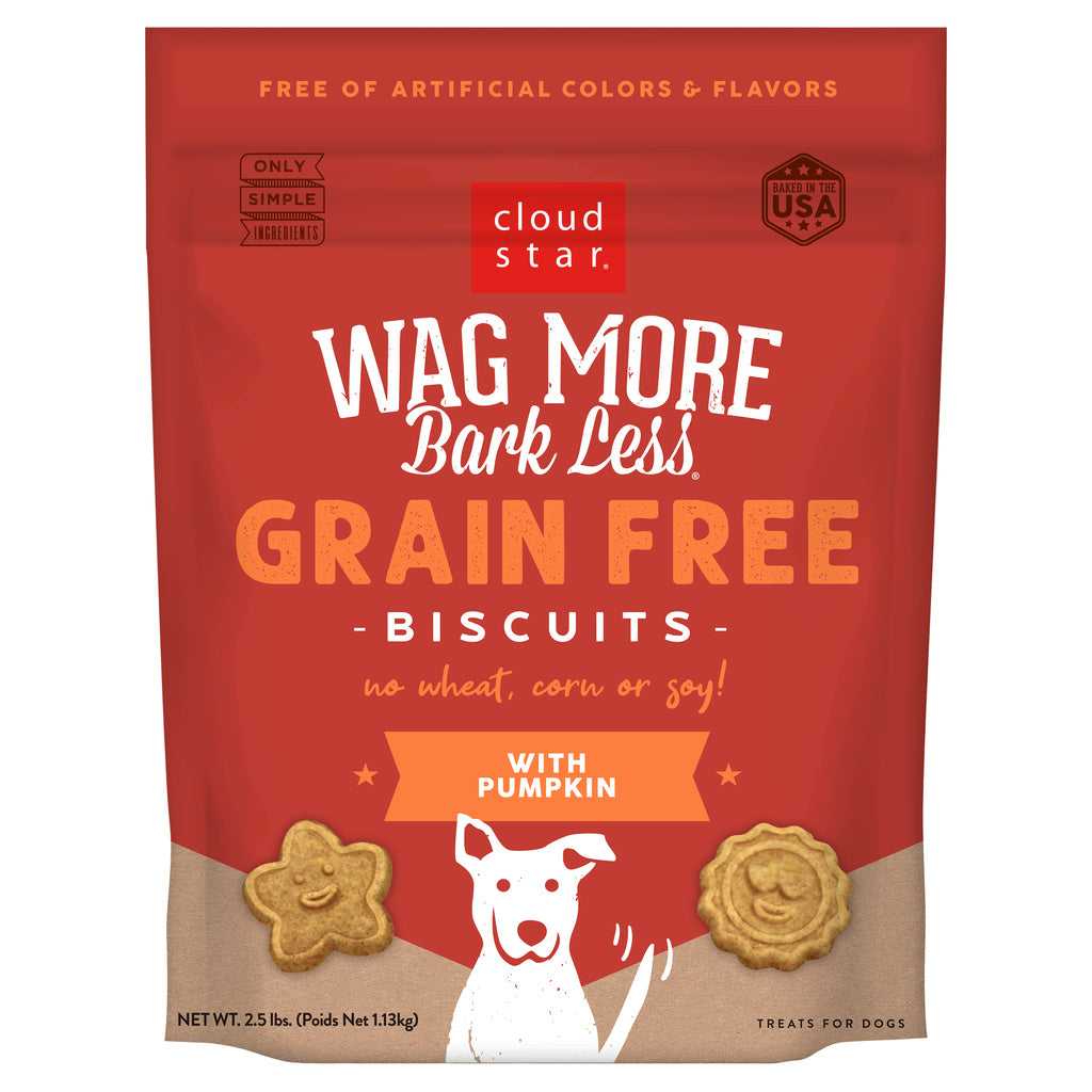 Cloud Star Wag More Bark Less Grain-Free Pumpkin Dog Treats, 2.5 lb Bag