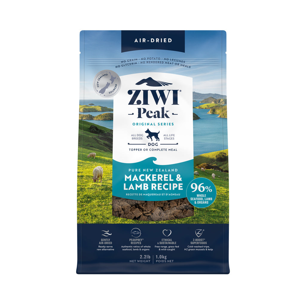 Ziwi Peak Air-Dried Mackerel & Lamb Dog Food, 2.2 lb / 1 kg - Grain-Free Recipe