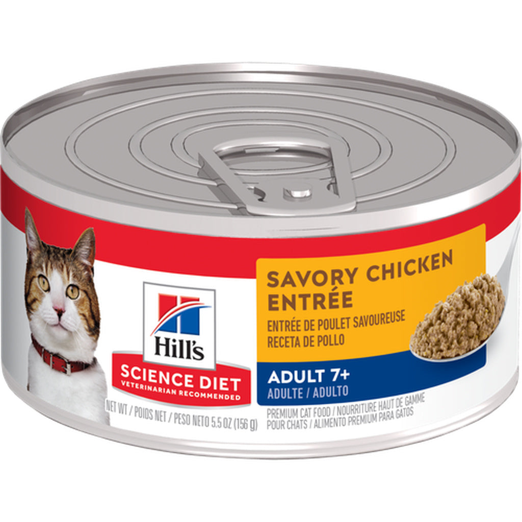 Hill's Science Diet Adult 7+ Savory Chicken Entr&eacute;e Canned Cat Food, 5.5 oz, 24-pack