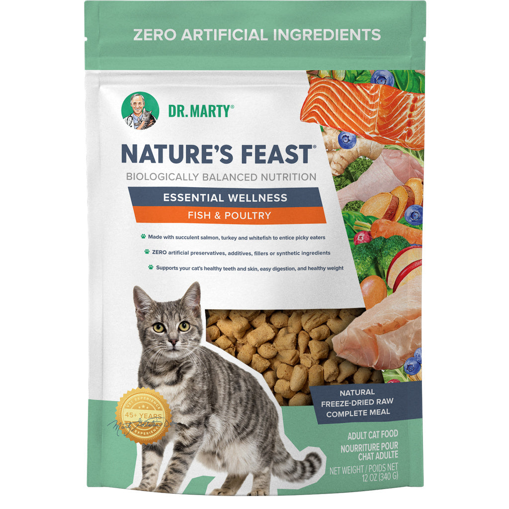 Dr. Marty Nature's Feast Essential Wellness Fish & Poultry Freeze-Dried Raw Cat Food, 12 oz