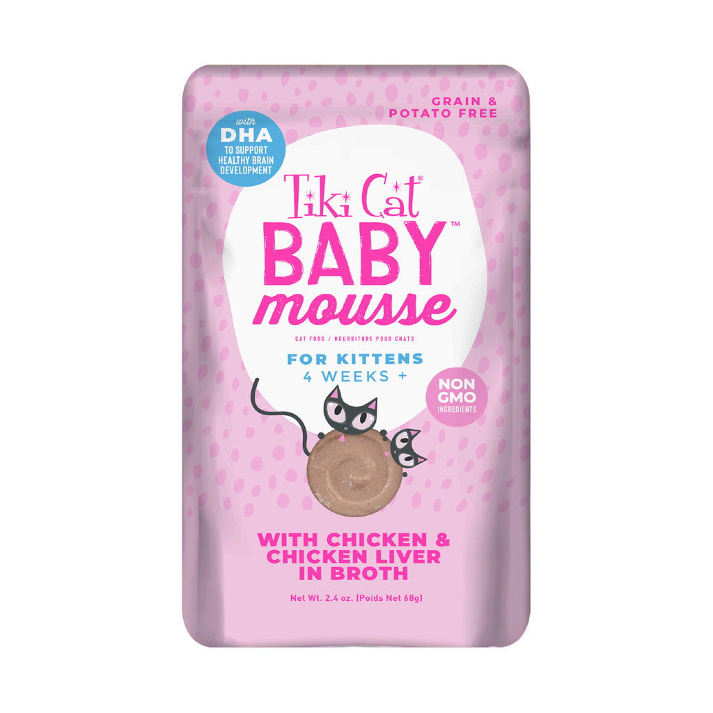 Tiki Cat Velvet Mousse Kitten Chicken Liver Wet Food, 2.4 oz.