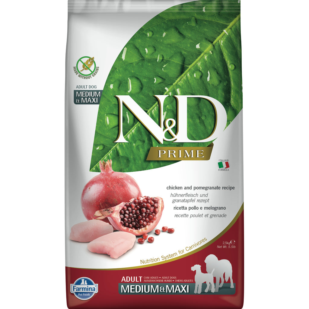 Farmina N&D Prime Chicken & Pomegranate Adult Medium/Maxi Breed Dry Dog Food, 5.5 lb