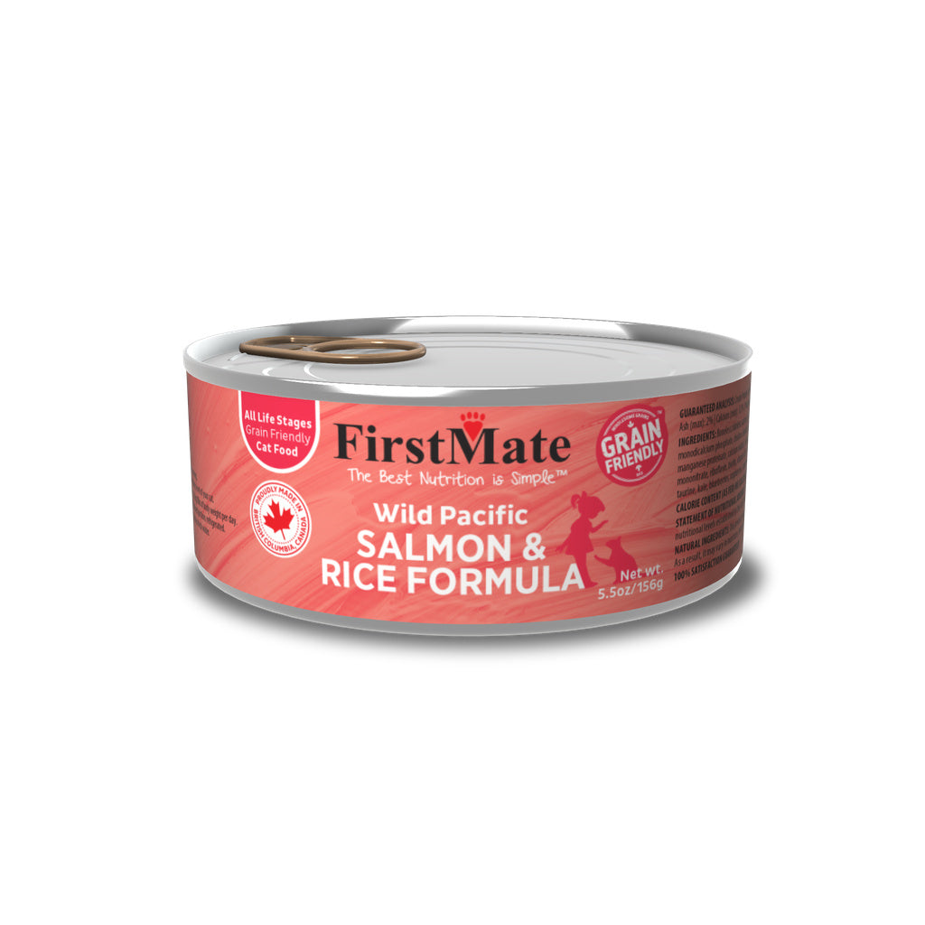 FirstMate Cat Grain Friendly Wild Salmon & Rice Wet Food, 5.5 oz Can