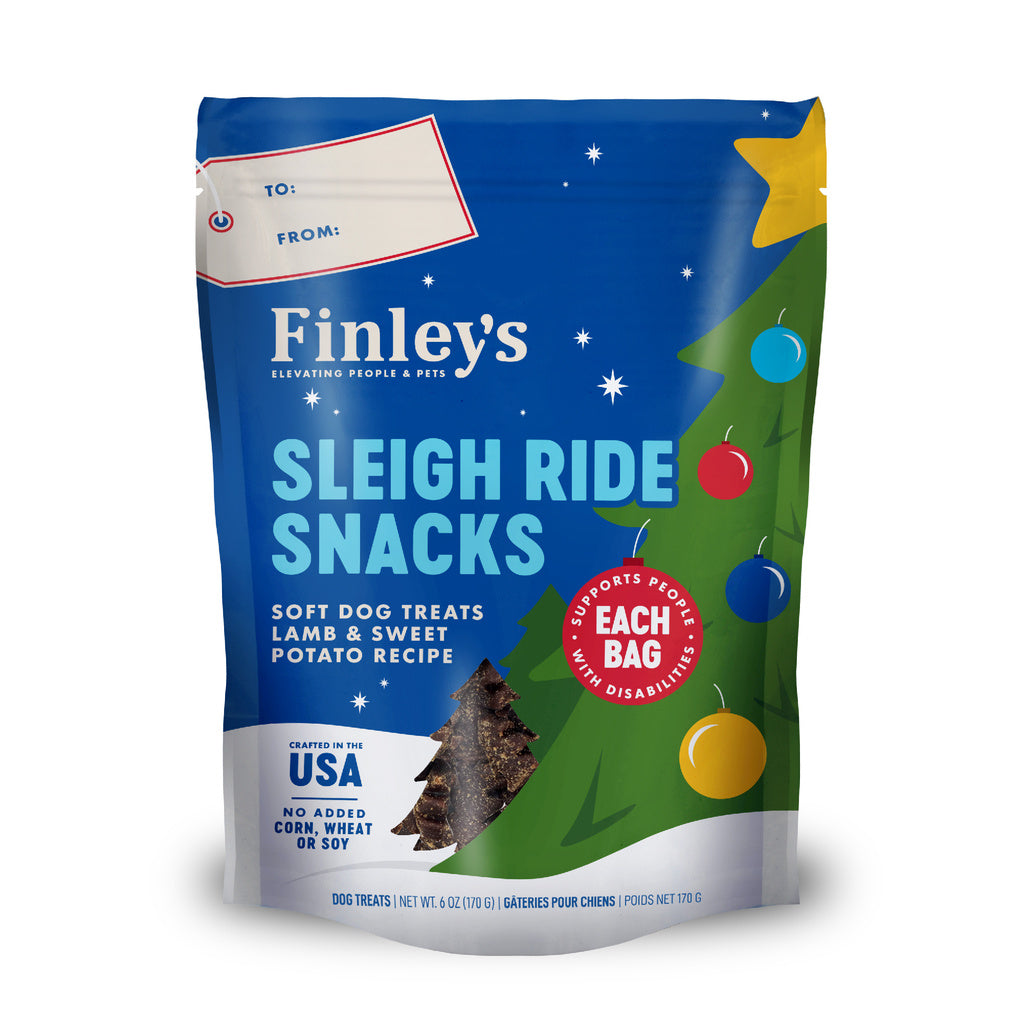 Finley's Lamb & Sweet Potato Dog Treats, Sleigh Ride Snacks, Tree Shaped, 6 oz