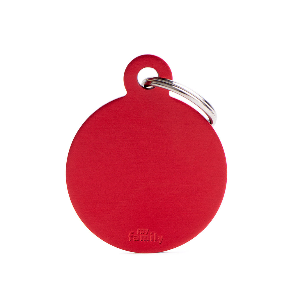 My Family Basic Large Red Aluminum Circle Pet ID Tag