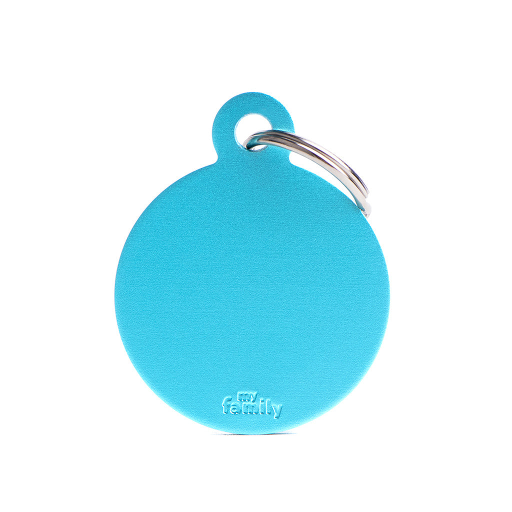 MyFamily Basic Circle Pet ID Tag, Large, Light Blue Aluminum