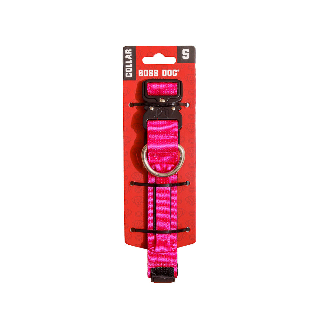 Boss Dog Tactical Collar - Hot Pink - Small - Adjustable Heavy Duty Dog Collar