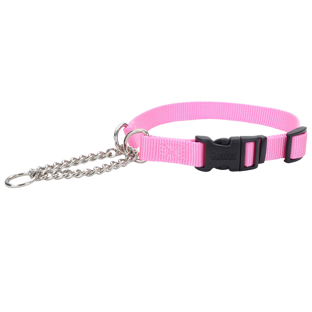 Coastal Pet Check-Choke Adjustable Dog Training Collar with Buckle, Pink, 3/4" x 18-22"