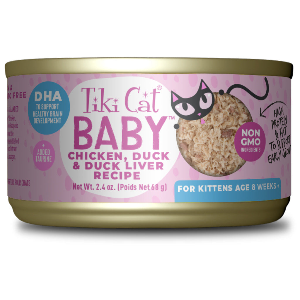 Tiki Cat Baby Chicken, Duck, & Duck Liver Kitten Wet Food, 2.4 oz.