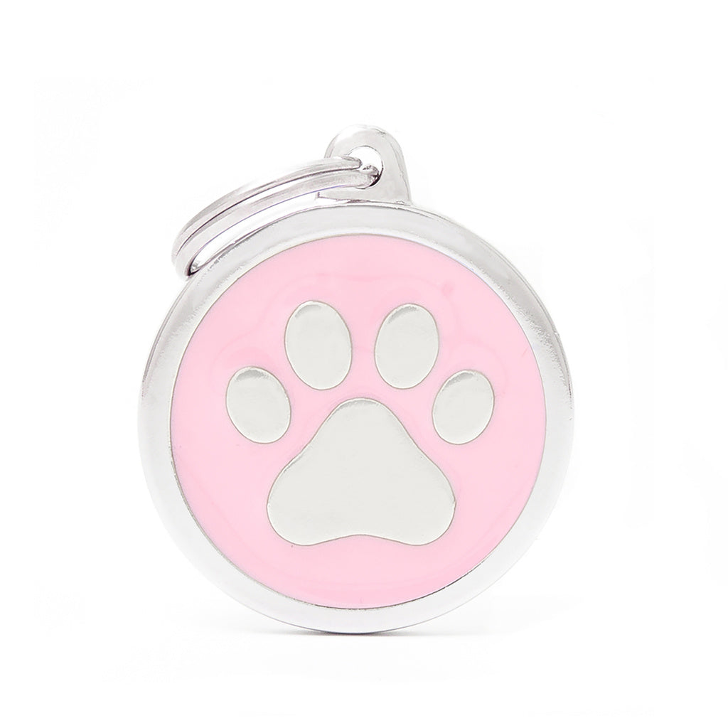 MyFamily Classic Big Pink Circle Paw ID Tag