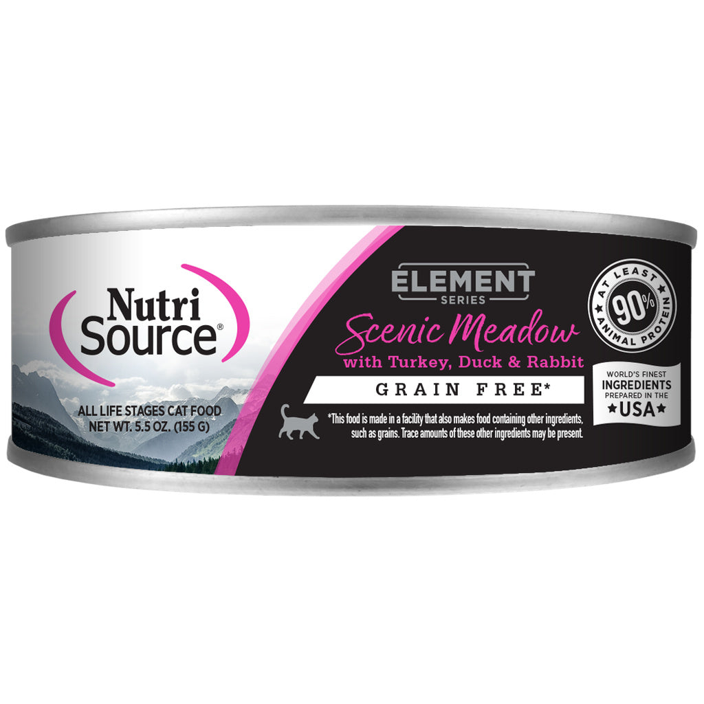 NutriSource Element Grain-Free Scenic Meadow Wet Cat Food, 5.5 oz Can (Turkey, Duck & Rabbit)