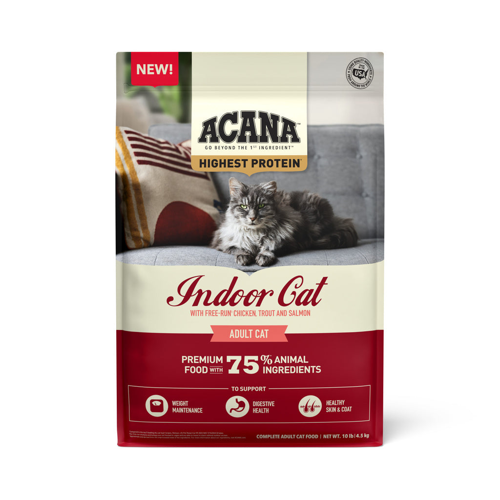 ACANA Highest Protein Indoor Chicken, Trout and Salmon Adult Dry Cat Food, 10 lbs.