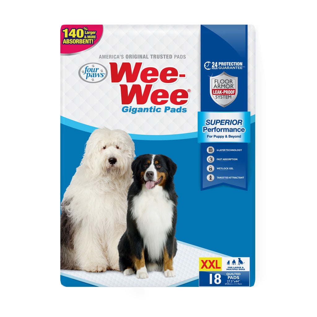 Four Paws Wee Wee Gigantic Pads for Extra Large Dogs 27.5 x 44 inch, 18 Count