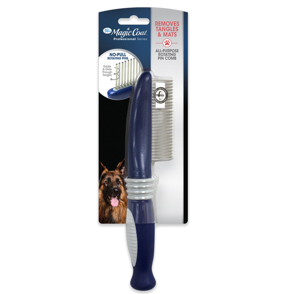 Four Paws Magic Coat Rotating Pin Comb - Dog & Cat Grooming Brush