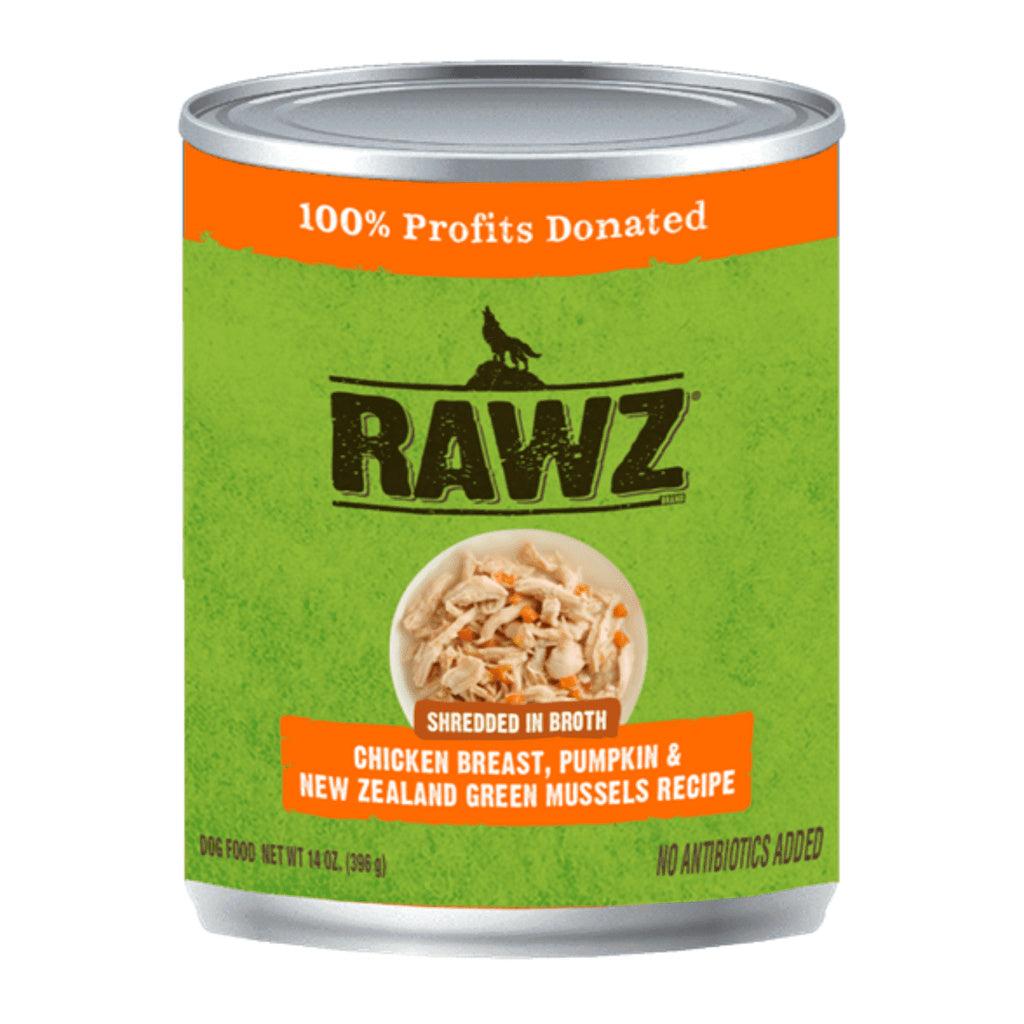 Rawz Dog Food Canned Shredded Chicken Pumpkin & Green Mussel 10oz