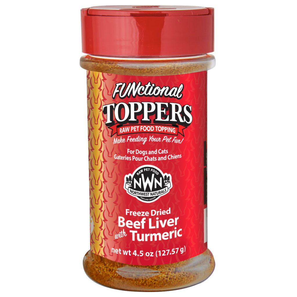 Northwest Naturals Freeze-Dried Beef Liver & Turmeric Functional Food Topper for Dogs & Cats, 4.5-5.5 oz