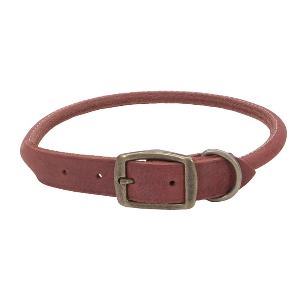 Coastal Pet Circle T Rustic Leather Round Dog Collar 3/4" x 20" Brick Red