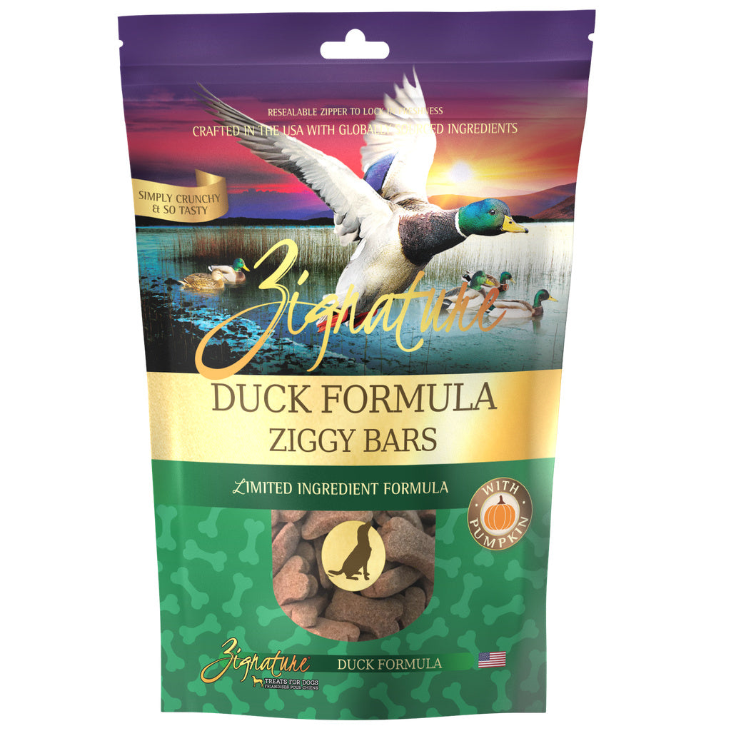 Zignature Ziggy Bars Duck Biscuit Dog Treats, 12 oz - Limited Ingredient, Grain-Free Formula