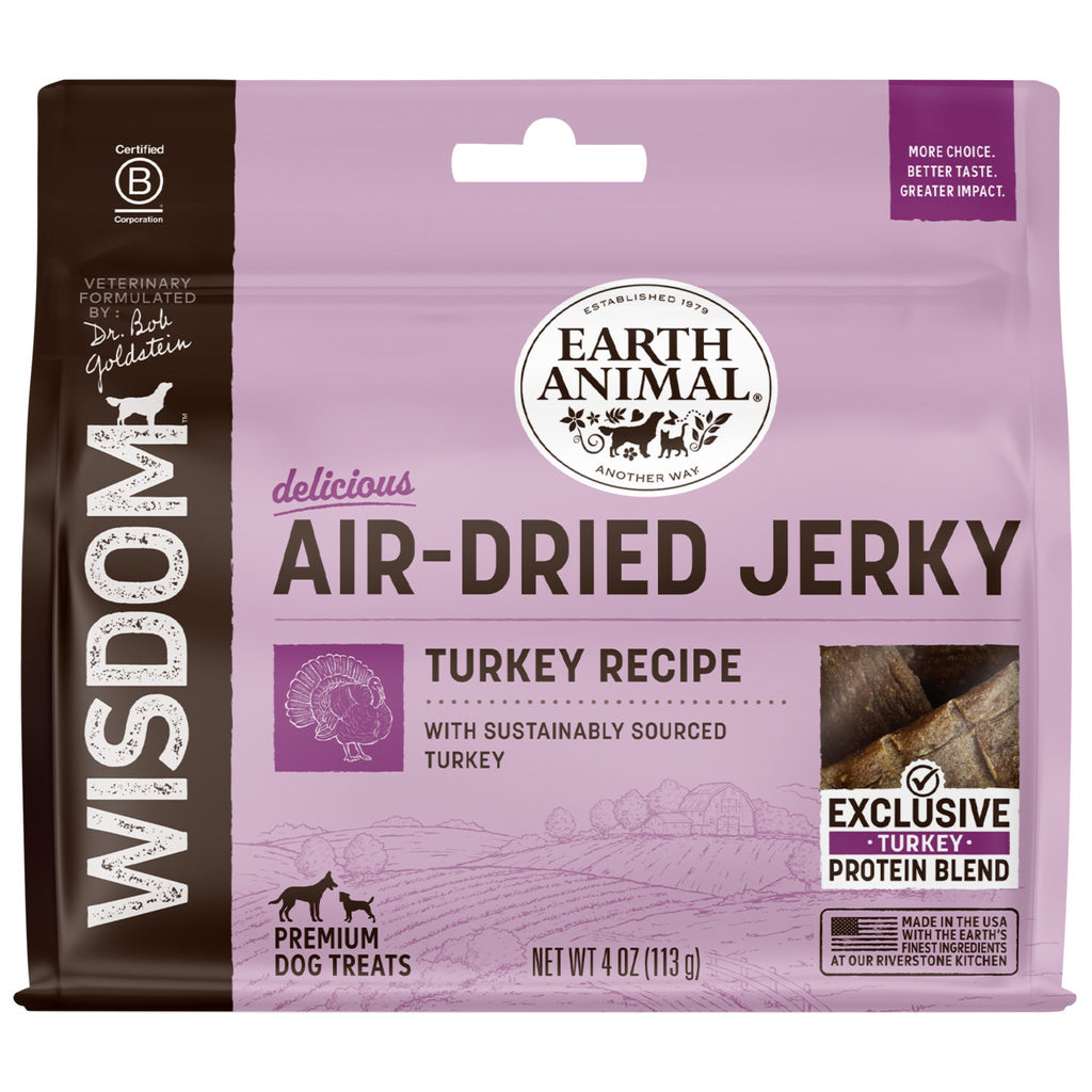 Earth Animal Wisdom Air-Dried Turkey Jerky Dog Treats, 4 oz