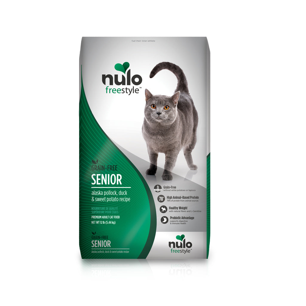 Nulo Freestyle Grain Free Alaska Pollock, Duck & Sweet Potato Recipe Senior Cat Food 12 Lbs