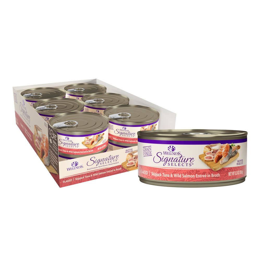 Wellness Signature Selects Flaked Tuna & Salmon Grain-Free Wet Cat Food, 5.3 oz Can