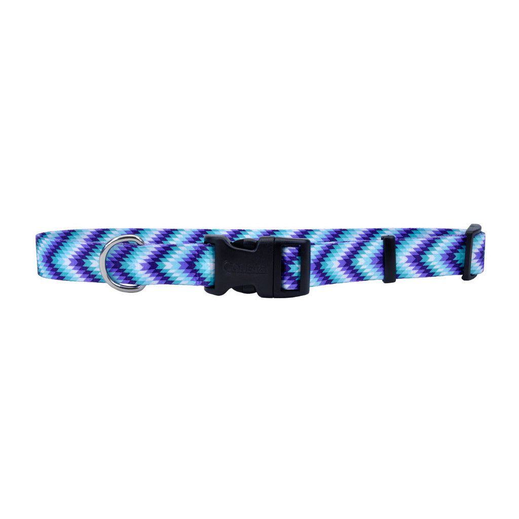 Styles Adjustable Dog Collar  Teal Purple Diamonds  Large - 1  x 18 -26