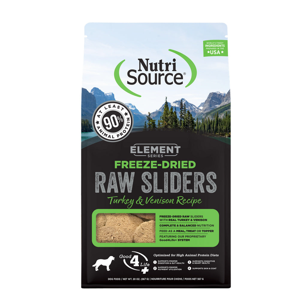 NutriSource Element Turkey & Venison Freeze-Dried Raw Sliders Dog Treats, Meal Topper 20oz