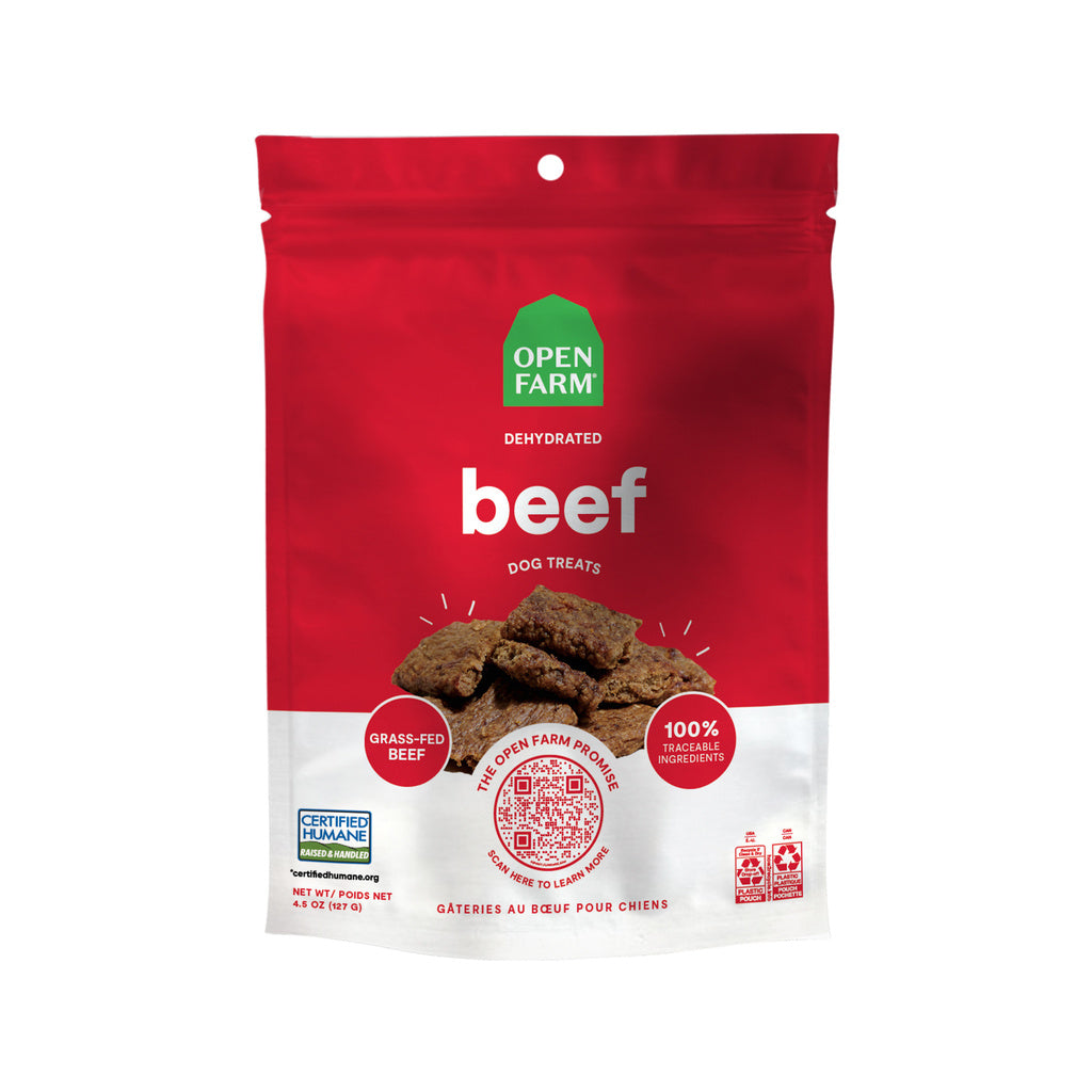 Open Farm Dehydrated Beef Dog Treats - Grain-Free, High Protein, 4.5 oz Pouch