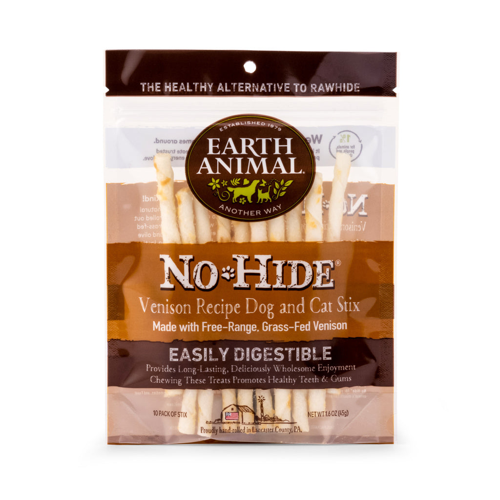 Earth Animal No Hide Venison Stix Dog Chews - Rawhide Alternative, 10 Pack