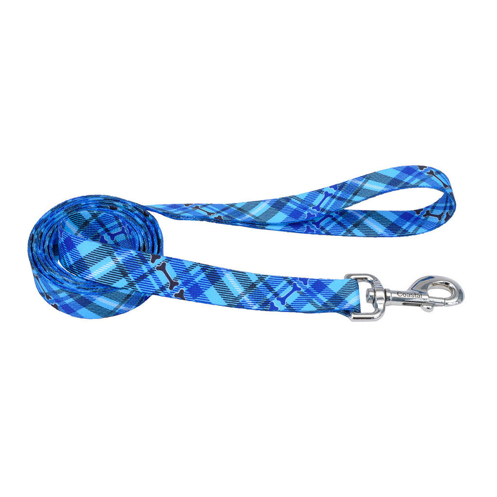 Styles Dog Leash 1 in x 6 ft Plaid Bones - Coastal Pet Products