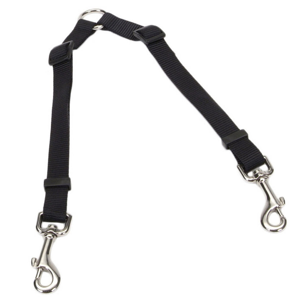 Coastal Pet Two Dog Coupler - Adjustable Black Nylon Leash Attachment - 3/4" x 24-36"