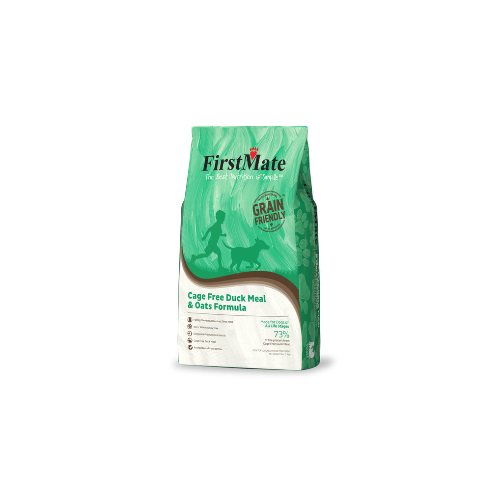 FirstMate Grain Friendly Cage-Free Duck Meal & Oats Dry Dog Food, 5 lb Bag