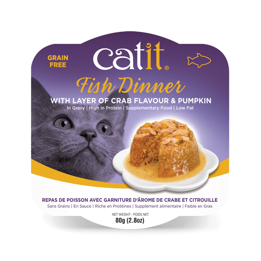 Catit Fish Dinner Wet Cat Food - Crab & Pumpkin Flavor, 2.8 oz Pouch