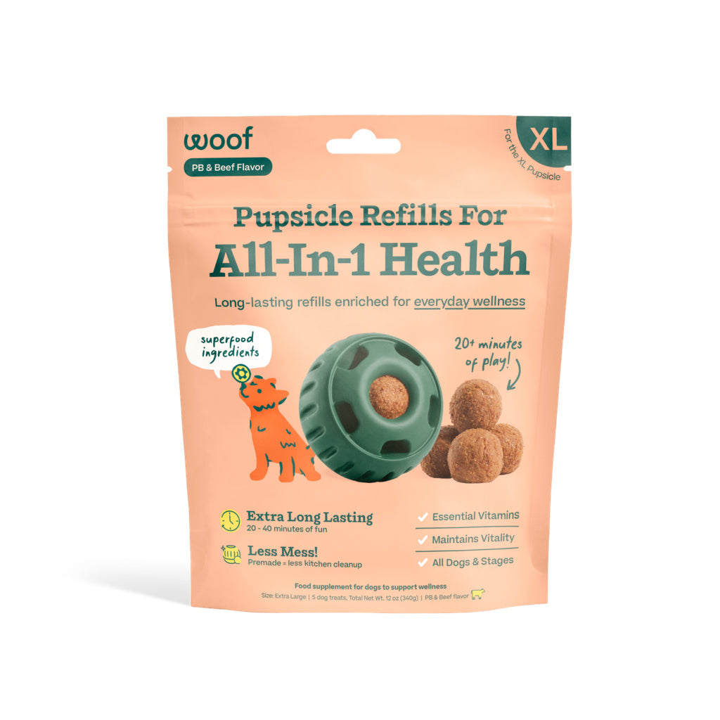 WOOF Pupsicle Refill Pops XL - All-in-1 Wellness Peanut Butter & Beef - 5 Count Dog Treats