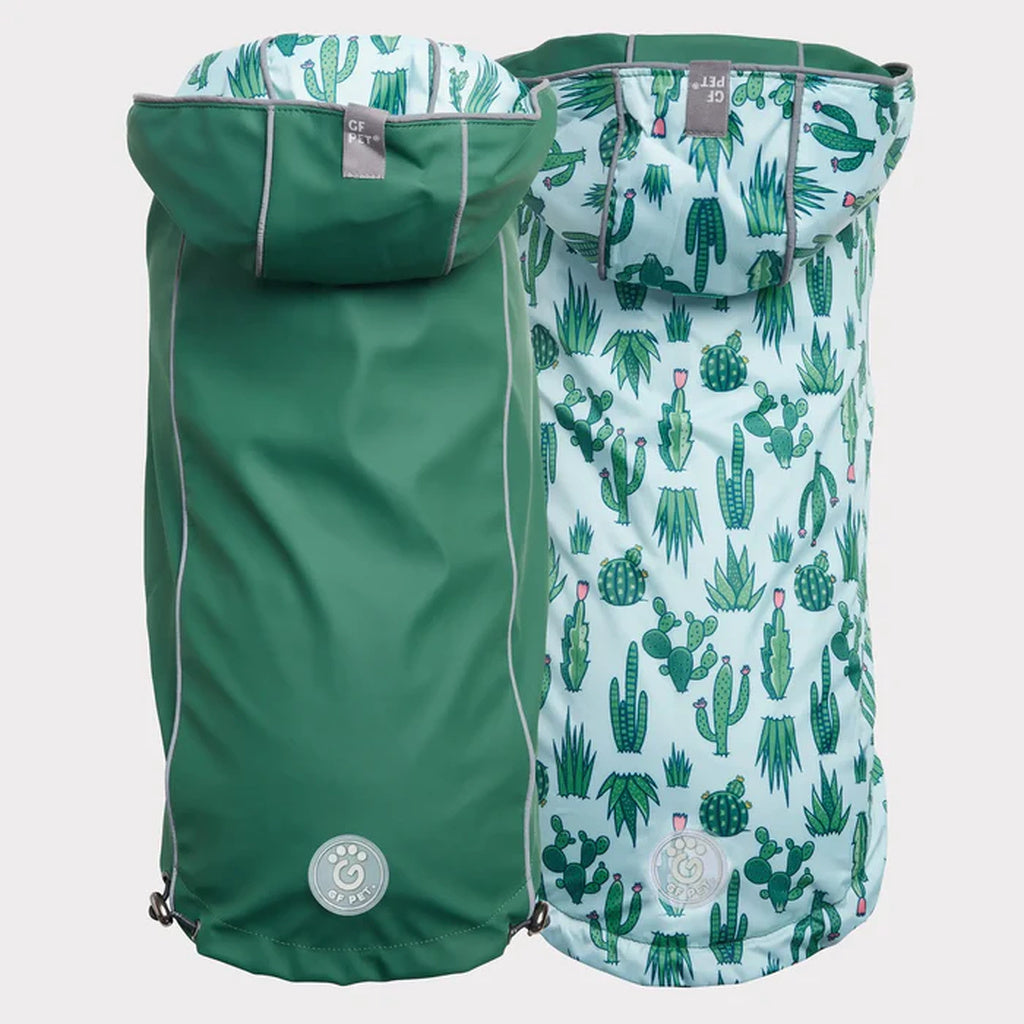 GF PET Reversible Elasto-Fit Dog Raincoat - Green - Large