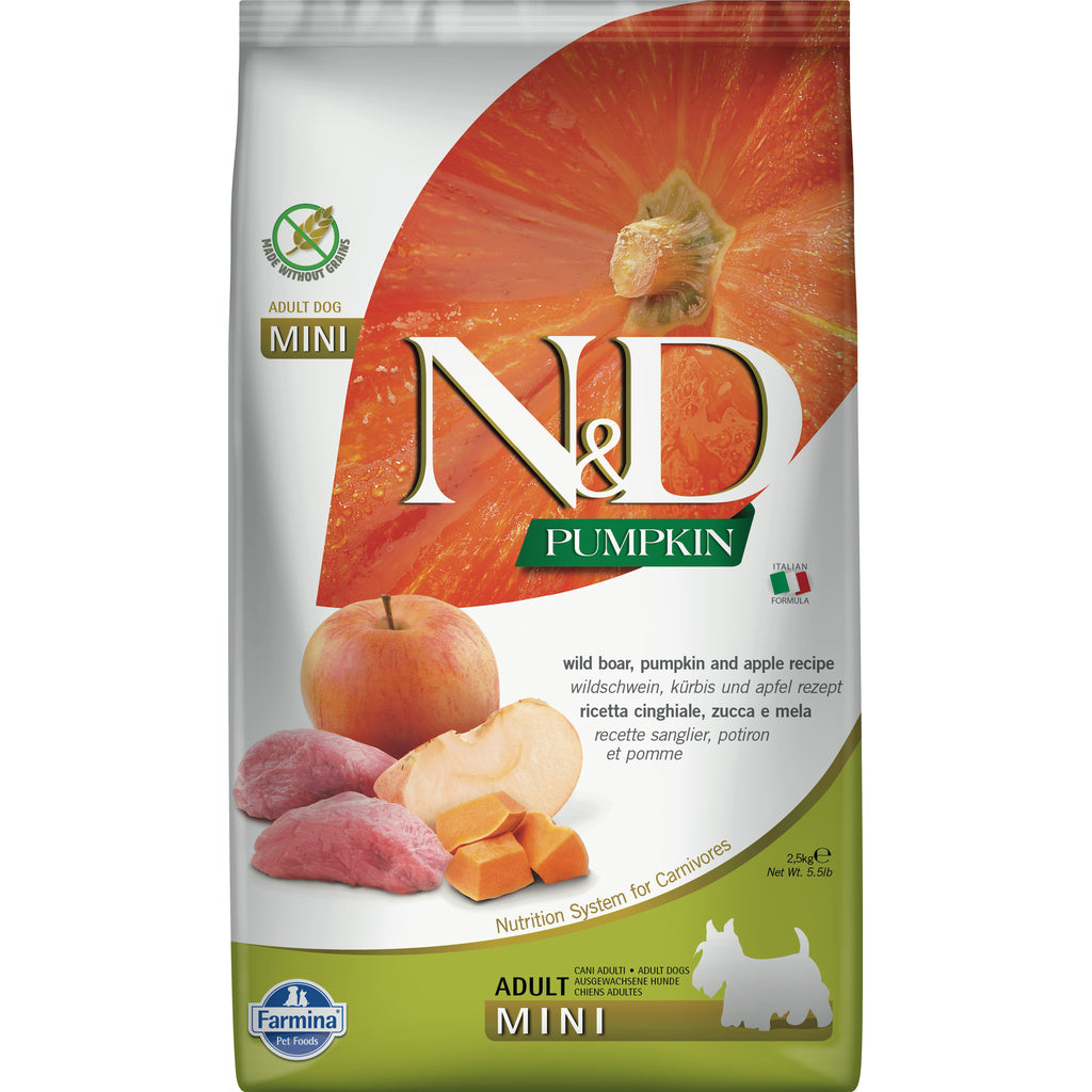 Farmina N&D Pumpkin Boar & Apple Mini Adult Dog Food, Grain-Free, 5.5 lb / 2.5 kg