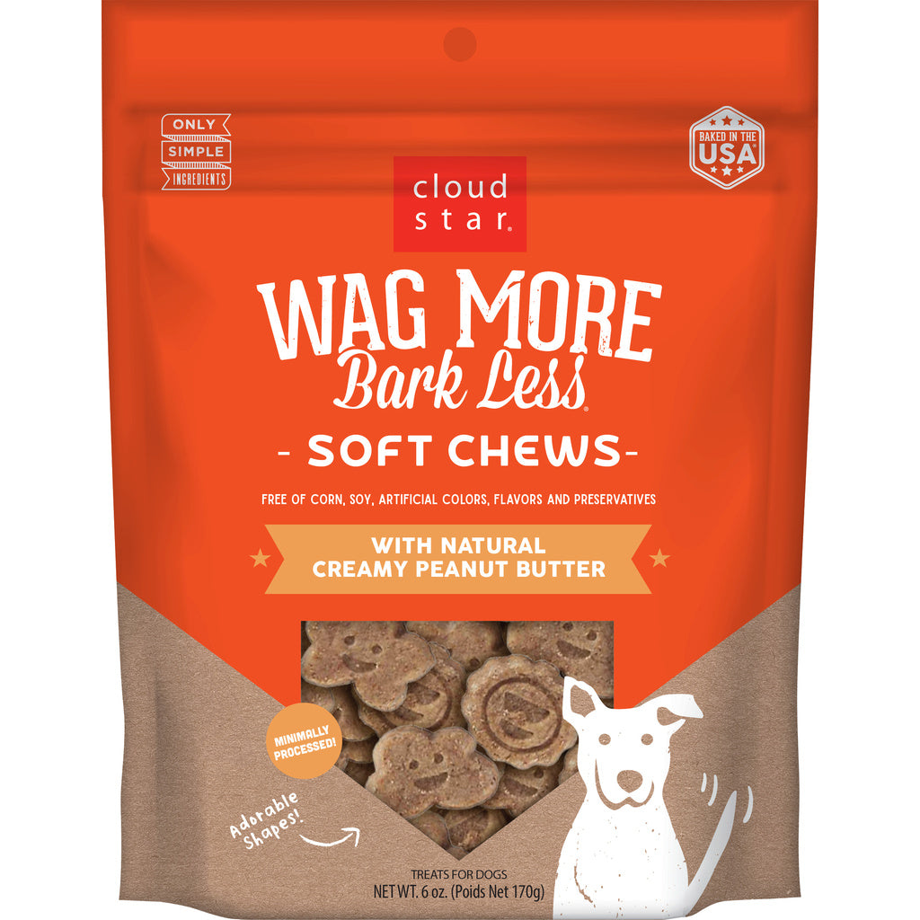 Cloud Star Wag More Bark Less Soft & Chewy Peanut Butter Dog Treats - 6 oz