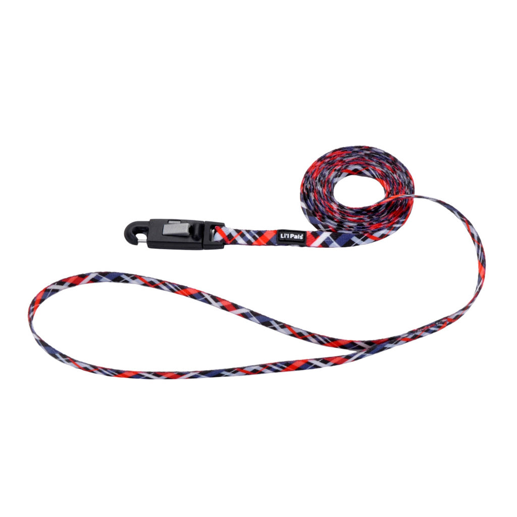 Li'l Pals Patterned Dog Leash - E-Z Snap, Red & Grey Plaid, 3/8-in x 6-ft