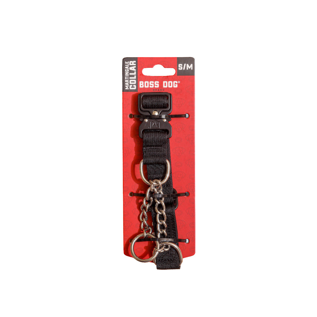 Boss Dog Martingale Collar - Black - S/M (13-18" Adjustable)