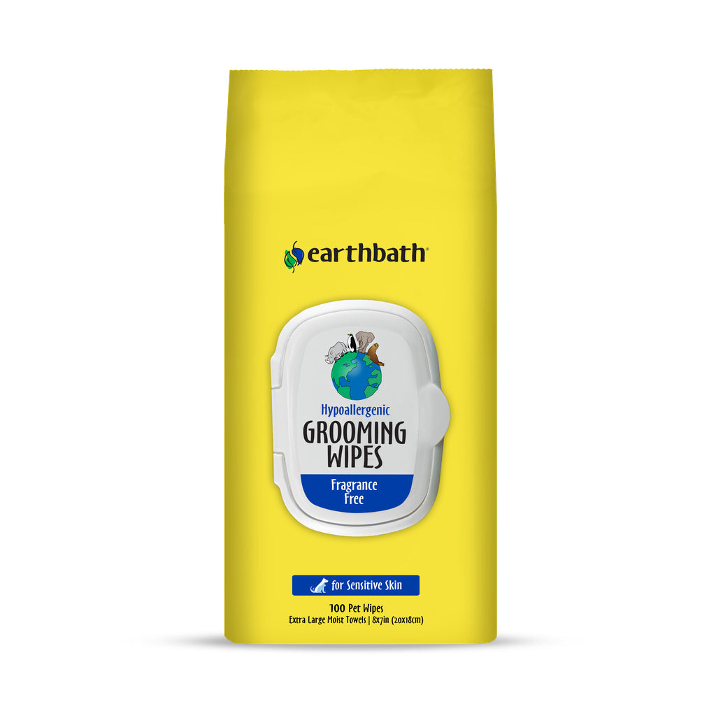 Earthbath Hypo-Allergenic Grooming Wipes Fragrance Free - 100 Count Dog/Cat Wipes