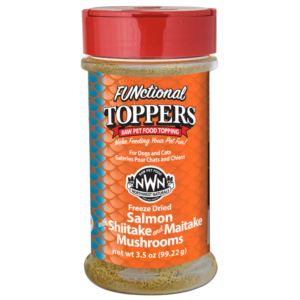 Northwest Naturals Functional Topper Salmon & Mushrooms - Freeze-Dried Raw Dog & Cat Food Topper, 3.5 or 4.5 oz