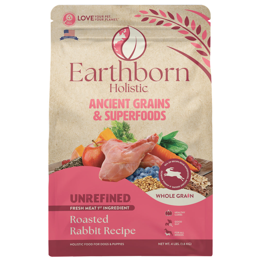 Earthborn Holistic Unrefined Roasted Rabbit with Ancient Grains Dry Dog Food, 4 lb Bag