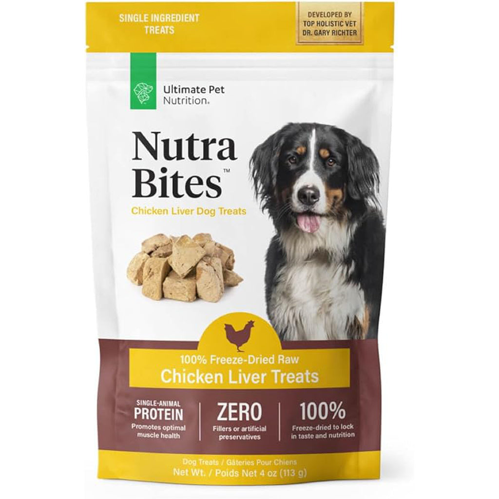 ULTIMATE PET NUTRITION Nutra Bites Freeze Dried Raw Chicken Liver Dog Treats 4oz