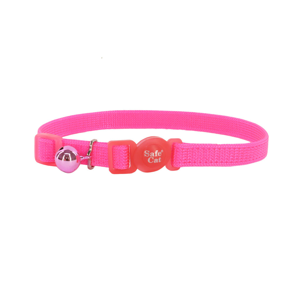 Coastal Safe Cat Adjustable Breakaway Collar - Neon Pink, 3/8" x 8-12"