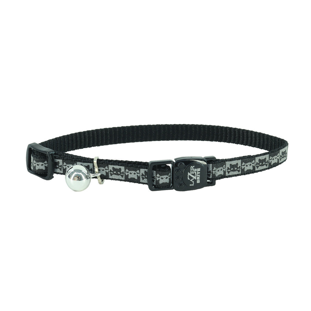 Lazer Brite Reflective Breakaway Cat Collar, Adjustable 8-12", Skulls