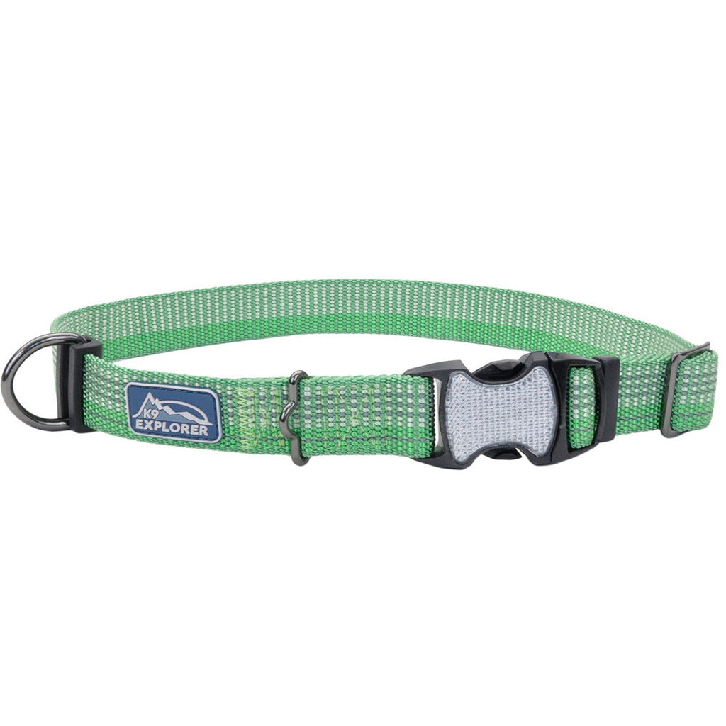 K9 Explorer Brights Reflective Dog Collar, Meadow, Adjustable 5/8 inch x 10-14 inch