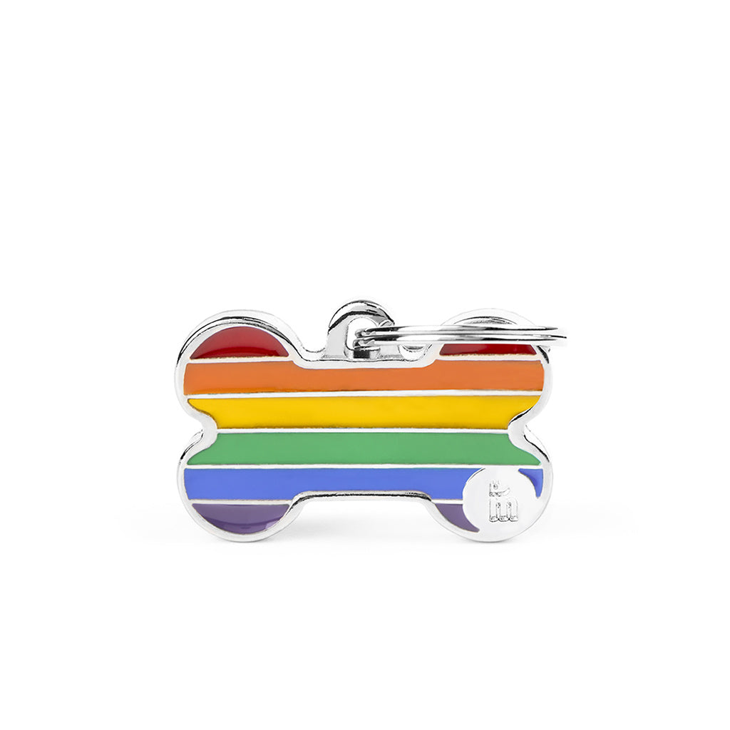 MyFamily Rainbow Bone Small Dog ID Tag - Customizable Pet Tag