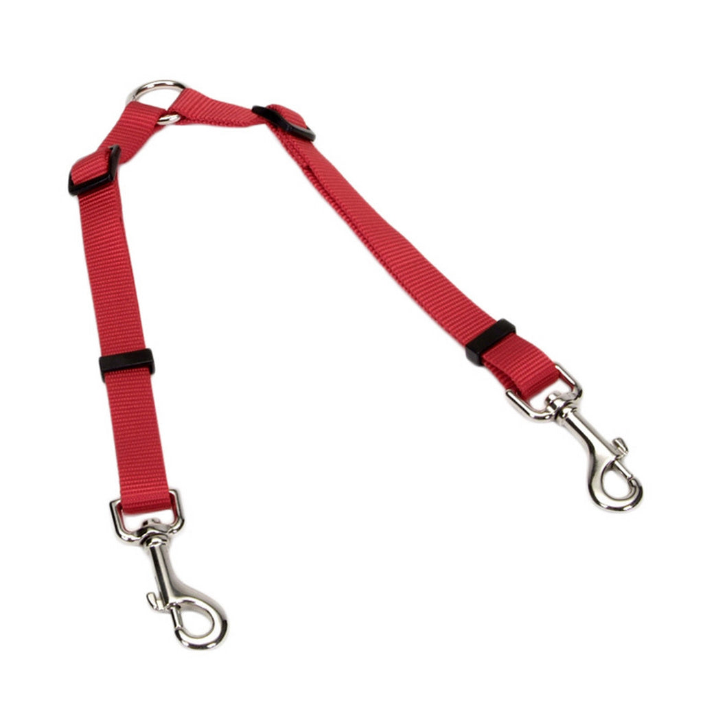 Coastal Pet 2 Dog Coupler Adjustable 3/4" x 24"-36" - Red