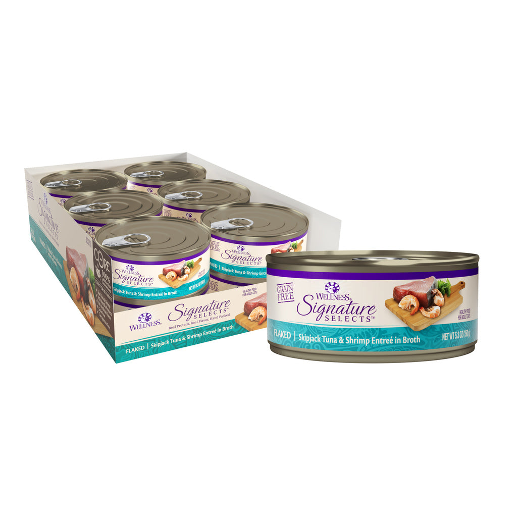 Wellness CORE Signature Selects Flaked Tuna & Shrimp Grain-Free Wet Cat Food, 5.3 oz