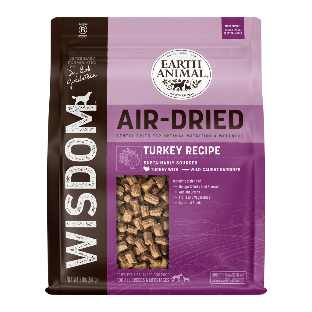 Earth Animal Wisdom Air Dried Dog Food - Turkey Recipe, All Life Stages, 2 lb Bag